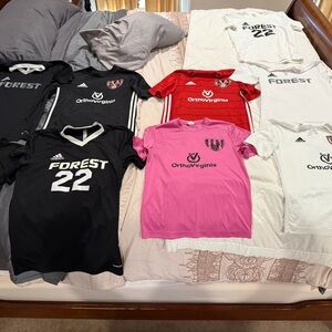 Adidas Kids Soccer Jersey Set - Black, Pink, Red, White